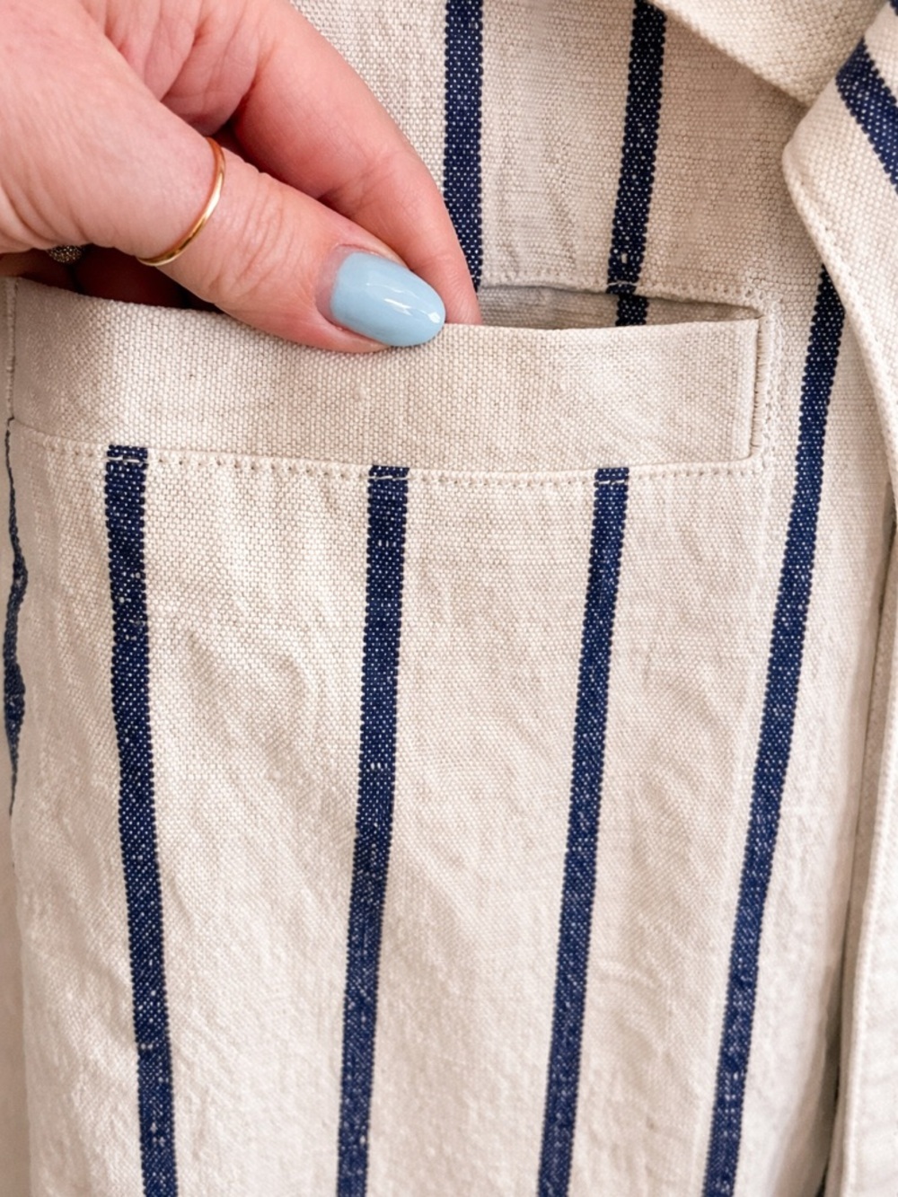 Madewell Striped Linen Blend Jumpsuit XXS | Tie Waist Wide Leg | Structured - Picture 6 of 7